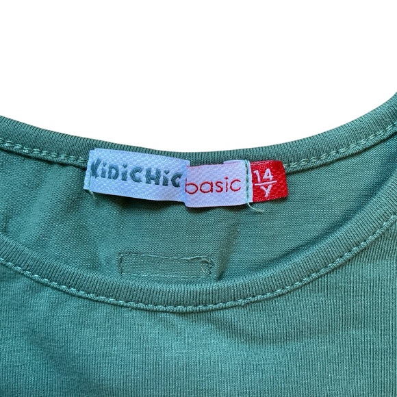 Kidichic Girls 3/4 Sleeve Green Colorblock Tee Shirt Size 14 New Without Tags - Picture 5 of 7